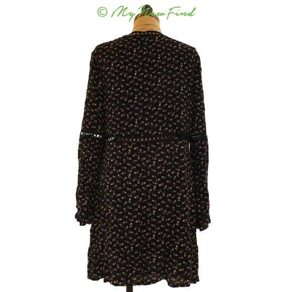 Wayf Nordstrom Shift Dress Size M Ladder Accent Long Sleeve Black Multi NEW B45 - Picture 3 of 3
